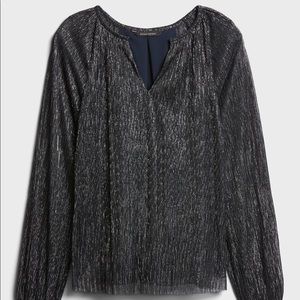 NWOT Banana Republic Metallic Balloon-Sleeve Top